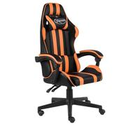 vidaXL Silla Gaming Asiento Sillón Mobiliario Estudio Escritorio Videojuegos Oficina Despacho Ordenador de Cuero Sintético Negro y Naranja