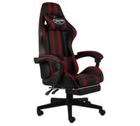 vidaXL Silla Gaming con Reposapié Asiento Sillón Mueble Estudio Escritorio Videojuegos Oficina Despacho Ordenadors Cuero Sintético Negro y Rojo Tinto