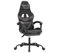 vidaXL Silla Gaming con Reposapiés Asiento Reposabrazos Ruedas Giratoria Altura Ajustable Profesional Oficina Cuero Sintético Negro Gris