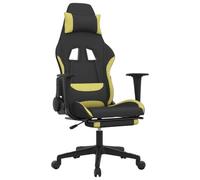 Silla gaming con reposapiés tela verde claro y negro