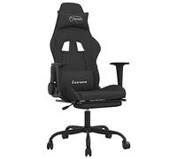 vidaXL Silla Gaming con Reposapiés Asiento Respaldo Computadora Escritorio Oficina Ergonómica Ajustable Reclinable Regulable Tela Negro
