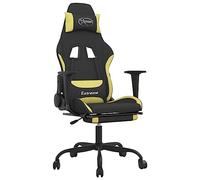 vidaXL Silla Gaming con Reposapiés Asiento Respaldo Computadora Escritorio Oficina Ergonómica Ajustable Regulable Tela Verde Claro y Negro
