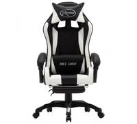VidaXL Silla Gaming con Reposapiés Cuero Sintético Blanco/Negro