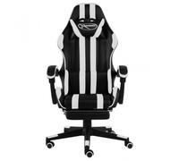 VidaXL Silla Gaming con Reposapiés Cuero Sintético Negro/Blanco