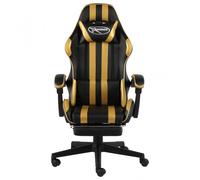 VidaXL Silla Gaming con Reposapiés Cuero Sintético Negro/Dorado