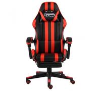 VidaXL Silla Gaming con Reposapiés Cuero Sintético Negro/Rojo