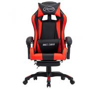 VidaXL Silla Gaming con Reposapiés Cuero Sintético Rojo/Negro
