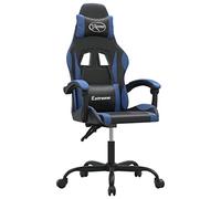 vidaXL Silla Gaming Cuero sintético Negro y Azul, Silla Gamer, Silla con reposabrazos, Silla, Silla de Oficina, Silla de Escritorio, Silla reclinable