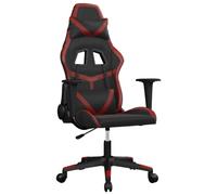 vidaXL Silla Gaming de Masaje, Silla con Reposabrazos, Silla Giratoria de Ordenador, Asiento para Salón Oficina, Cuero Sintético Negro Rojo Tinto