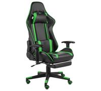 vidaXL Silla Gaming Giratoria con Reposapiés Asiento Sillón Mobiliario Ajustable Estudio Escritorio Videojuegos Oficina Despacho Ordenador PVC Verde