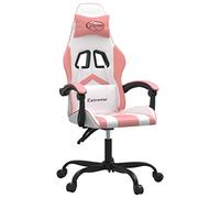 vidaXL Silla Gaming giratoria Cuero sintético Blanco y Rosa