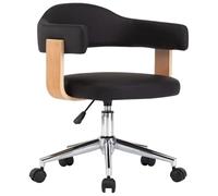 vidaXL - Silla giratoria de Oficina, Asiento de salón, Silla de Sala de Estar, ergonómica, Dormitorio, hogar, Interior, Negro, Piel sintética y Madera Curvada