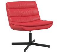 vidaXL Silla Giratoria Roja con Cojín de Cuero Sintético y Marco de Metal para Sala de Estar Oficina Muebles Cómodos Modernos Lounge Asiento Interior Contemporáneo Ajustable Compacto