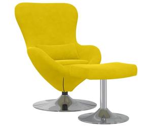 vidaXL Silla Huevo con Puff Amarillo Terciopelo, Silla de salón Moderna, Asientos Elegantes, Terciopelo, cómodos, Forma de Huevo, giratoria para Relajarse en casa