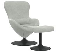 vidaXL Silla Huevo con Puff Gris Claro Terciopelo, Silla de salón Moderna, Asientos Elegantes, Terciopelo, cómodos, Forma de Huevo, giratoria para Relajarse en casa