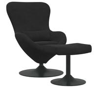 vidaXL Sillón Negro Elegante con reposapiés, Asiento Moderno de Interior para Leer, Estructura Duradera de Cuero sintético y Metal Ideal para Relajarse en la Sala de Estar