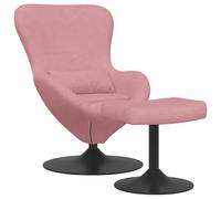 vidaXL Silla Huevo con Puff Rosa Terciopelo, Silla de salón Moderna, Asientos Elegantes, Terciopelo, cómodos, Forma de Huevo, giratoria para Relajarse en casa