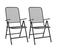 Vidaxl silla jardín plegable 2 uds antracita malla metálica expandida