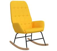 vidaXL Silla Mecedora Balancín Reclinable Asiento Butaca Sillón Acolchada Salón Sala de Estar Relajación Muebles Mobiliario de Tela Amarillo Mostaza
