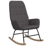 vidaXL Silla Mecedora Balancín Reclinable Asiento Butaca Sillón Acolchada Salón Sala de Estar Relajación Muebles Mobiliario de Tela Gris Oscuro