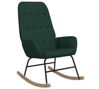 vidaXL Silla Mecedora Balancín Reclinable Asiento Butaca Sillón Acolchada Salón Sala de Estar Relajación Muebles Mobiliario de Tela Verde Oscuro