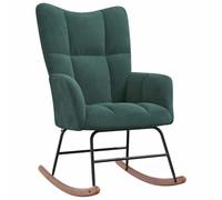 vidaXL Silla Mecedora Balancín Reclinable Asiento Sillón Salón Sala de Estar Muebles Mobiliario Relajante Decoración de Terciopelo Verde Oscuro