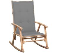 vidaXL Silla Mecedora con Cojín Balcón Tumbona Terraza Sillón Patio Exterior Asiento Butaca Muebles Mobiliario Decoración Resistente Duradera Bambú