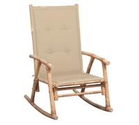 Vidaxl silla mecedora con cojín bambú