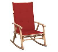 Vidaxl silla mecedora con cojín bambú