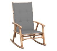vidaXL Silla Mecedora con Cojín Balcón Tumbona Terraza Sillón Patio Exterior Asiento Butaca Muebles Mobiliario Decoración Resistente Duradera Bambú