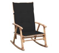 Vidaxl silla mecedora con cojín bambú