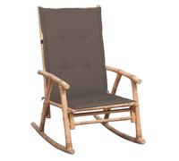 Vidaxl silla mecedora con cojín bambú