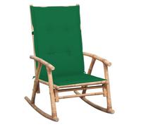 Vidaxl silla mecedora con cojín bambú