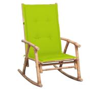 Vidaxl silla mecedora con cojín bambú