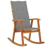vidaXL Silla Mecedora con Cojines Balcón Exterior Terraza Sillón Patio Asiento Butaca Muebles Mobiliario Decoración Madera Maciza de Acacia