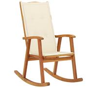 vidaXL Silla Mecedora con Cojines Balcón Terraza Exterior Sillón Patio Asiento Butaca Muebles Mobiliario Decoración Madera Maciza de Acacia