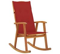 vidaXL Silla Mecedora con Cojines Balcón Terraza Sillón Patio Asiento Butaca Exterior Muebles Mobiliario Decoración Madera Maciza de Acacia