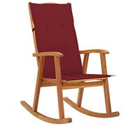 vidaXL Silla Mecedora con Cojines Exterior Terraza Sillón Patio Balcón Asiento Butaca Muebles Mobiliario Decoración Madera Maciza de Acacia