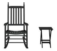 vidaXL Silla Mecedora con Mesa Plegable Madera Maciza de álamo Negro, sillón Mecedora, Mecedora de Patio al Aire Libre, Mecedora de Exterior