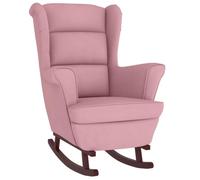 vidaXL Silla Mecedora con Patas Balancín Reclinable Asiento Sillón Salón Sala de Estar Muebles Mobiliario Relajación Madera de Caucho Terciopelo Rosa