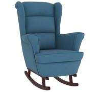 vidaXL Silla Mecedora con Patas Balancín Reclinable Asiento Sillón Salón Sala de Estar Muebles Mobiliario Madera de Caucho de Terciopelo Azul