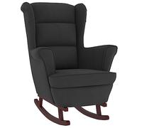 vidaXL Silla Mecedora con Patas Balancín Reclinable Asiento Sillón Salón Sala de Estar Muebles Mobiliario Relajación Madera de Caucho Terciopelo Negro