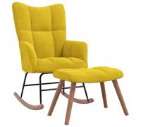 vidaXL Silla Mecedora con Reposapiés Balancín Reclinable Asiento Sillón Salón Sala de Estar Muebles Relajante Decoración Tela Amarillo Mostaza