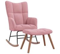 vidaXL Silla Mecedora con Reposapiés Balancín Reclinable Asiento Sillón Salón Sala de Estar Muebles Mobiliario Relajante Terciopelo Rosa