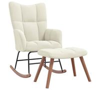 vidaXL Silla Mecedora con Reposapiés Balancín Reclinable Asiento Sillón Salón Sala de Estar Muebles Mobiliario Relajante Decoración Terciopelo Crema