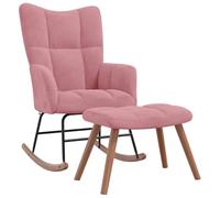 vidaXL Silla Mecedora con Reposapiés Balancín Reclinable Asiento Sillón Salón Sala de Estar Muebles Mobiliario Relajante Terciopelo Rosa