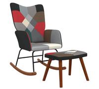 vidaXL Silla Mecedora con Reposapiés Balancín Reclinable Asiento Sillón Salón Sala de Estar Muebles Mobiliario Relajante Tela Patchwork