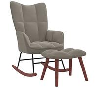 vidaXL Silla Mecedora con Reposapiés Balancín Reclinable Asiento Sillón Salón Sala de Estar Muebles Relajante Decoración Terciopelo Gris Claro