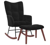vidaXL Silla Mecedora con Reposapiés Balancín Reclinable Asiento Sillón Salón Sala de Estar Muebles Mobiliario Relajante Terciopelo Negro