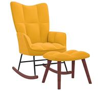 vidaXL Silla Mecedora con Reposapiés Balancín Reclinable Asiento Sillón Salón Sala de Estar Muebles Relajante Decoración Tela Amarillo Mostaza